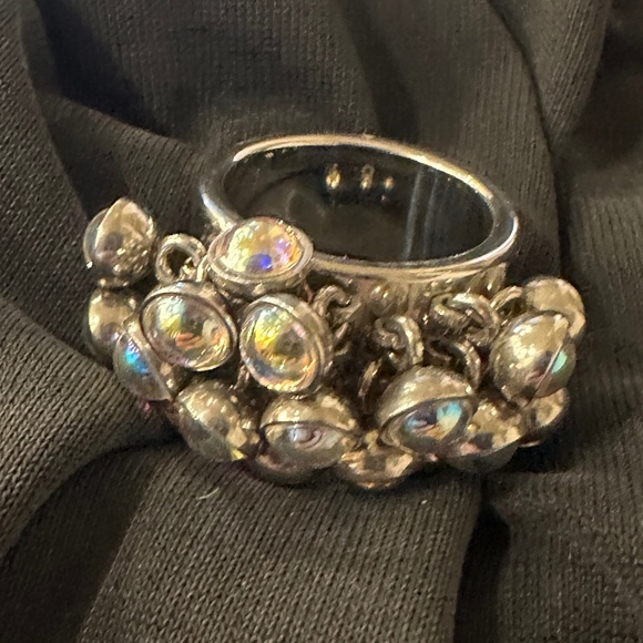Vintage Swatch Bijoux stainless steel w/ iridescent pearl statement ring, Size 8 - Picture 1 of 7